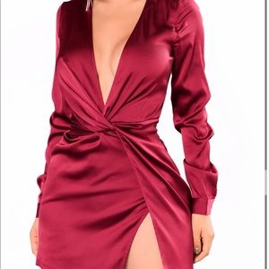 Burgundy satin dress